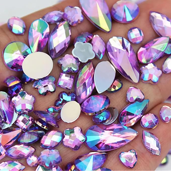 1000pcs AB Flatback Rhinestones Crystal Gems Mixed Sizes Acrylic Craft Gemstone by UYTRDVG