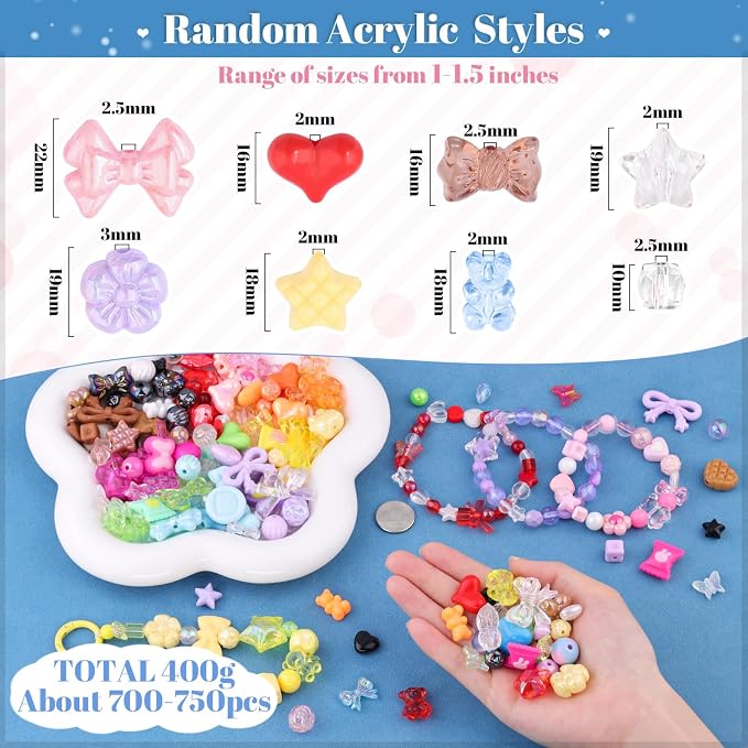 700-750PCS TINKRSTUFF Assorted 10 Colors Mixed Acrylic Beads - Image 2