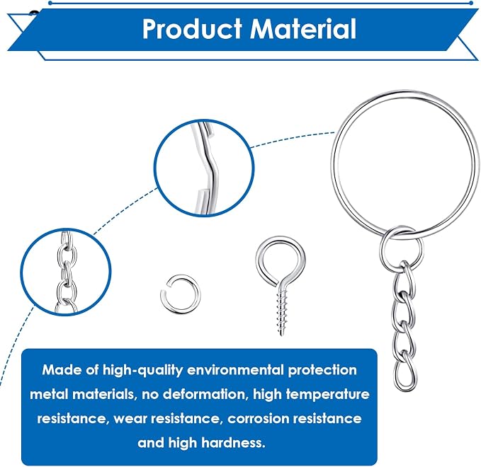 420Pcs 1" 25mm Keychain Making Kit, Including 140Pcs Keychain Rings - Image 3