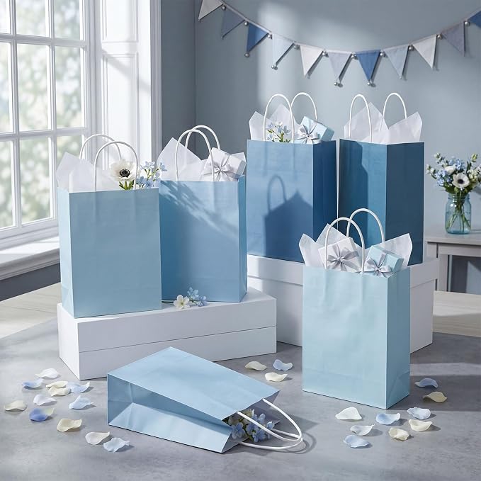 Gaillty 24 Pcs Dusty Blue Paper Bags - Image 7