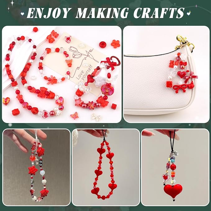 200-260PCS TINKRSTUFF Assorted Red Acrylic Beads - Image 5