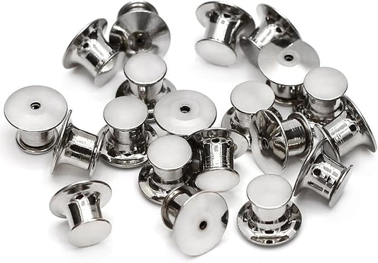 30 Pieces Pin Backs Locking, Metal Pin Backings Pin Keepers Clasp for Brooches, Silver