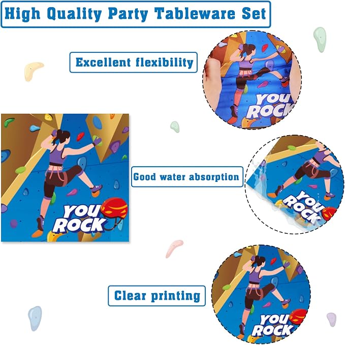 96 Pcs Rock Climbing Party Plates and Napkins Supplies Tableware Disposable - Image 3