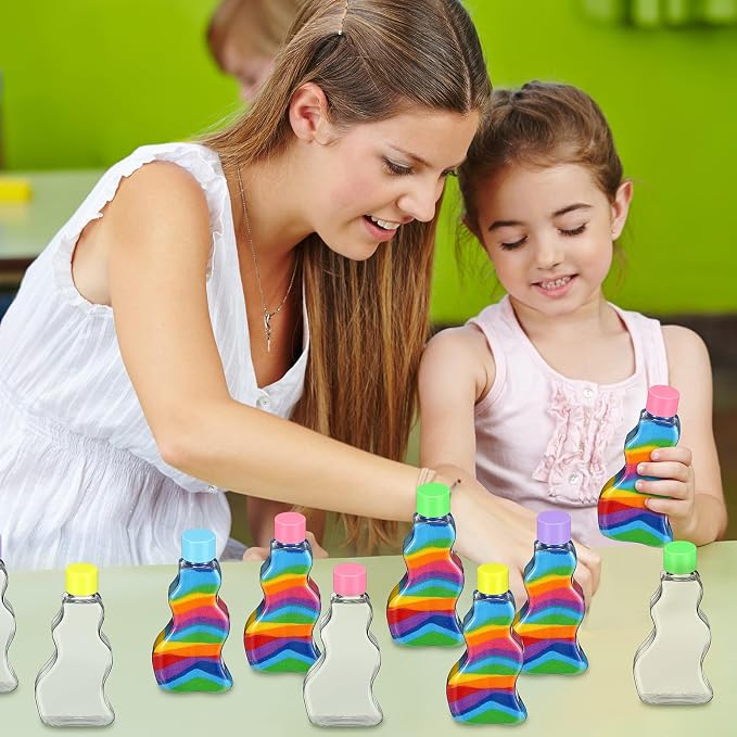 Nuenen 100 Pcs Sand Art Bottles Bulk Wave Shaped Plastic Bottles - Image 6