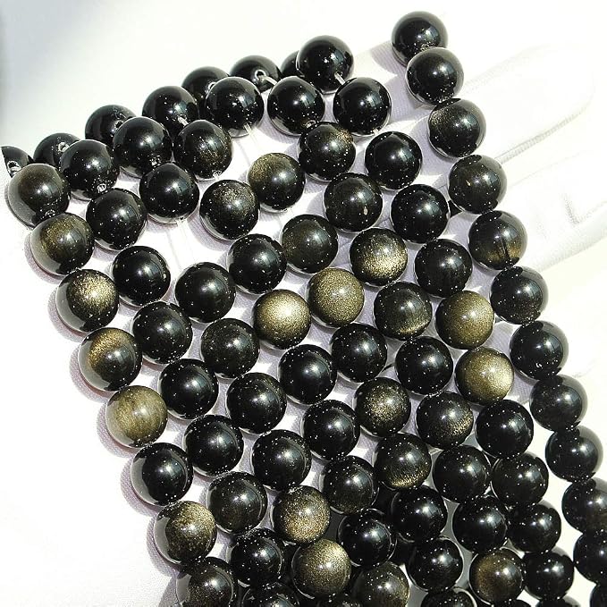 MJDCB 5A Natural Stone Beads Gold Obsidian Round Loose Beads - Image 4