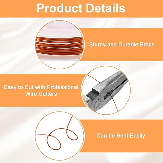 HARFINGTON 8ft Jewelry Wire, 20 Gauge (0.8mm) Brass Craft Soft Metal Tarnish Resistant Copper Beading Wire for Jewelry Making Supplies Crafting, Coffee