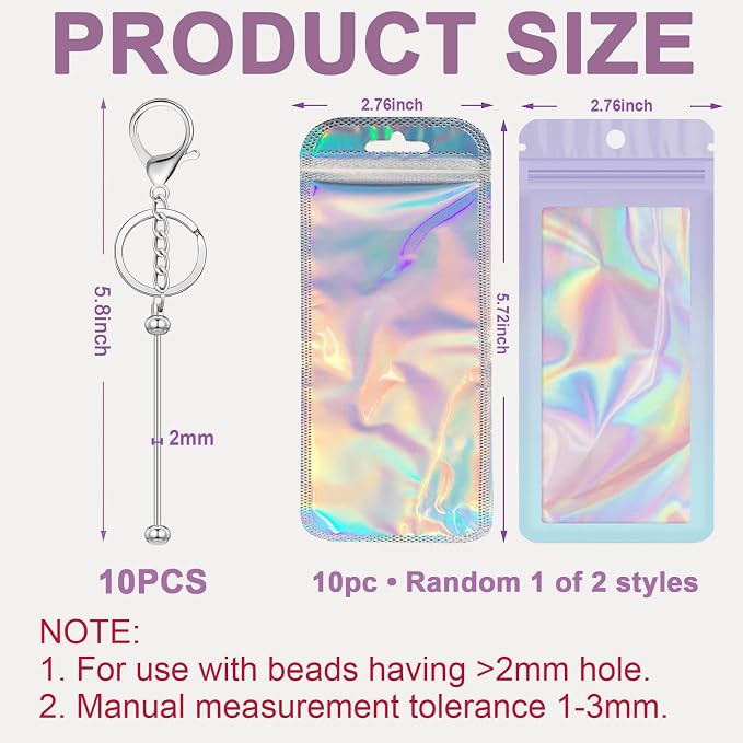 42/84/126 Pcs Beadable Keychain Bars Bulk Blank DIY Beaded Keychain Making - Image 2
