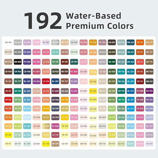 192 Color Acrylic Paint Markers Set – Brush Tips, Quick Dry Permanent Markers for Rock, Egg, Wood, Fabric, Glass, DIY Crafts, Waterproof Fabric Paint Marker for Adult Coloring Books No Bleeding
