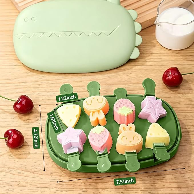 2 Pack Silicone Popsicle Mold, Fun Shaped Dinosaur Popsicle Silicone Molds - Image 2