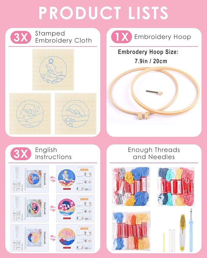 TINDTOP Punch Needle Kits, 3 Pack Punch Needle Embroidery Kits - Image 2