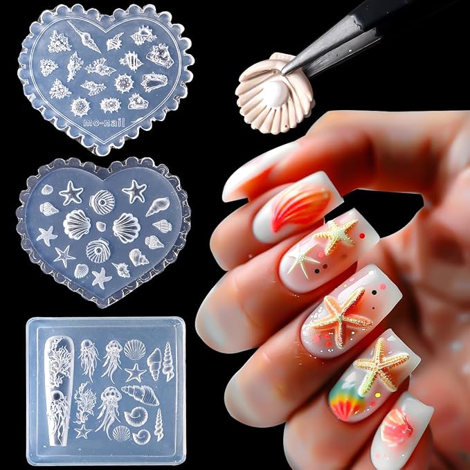 3D Shell Starfish Silicone Nail Molds, Summer Beach Style Nails Design Tools - Image 5