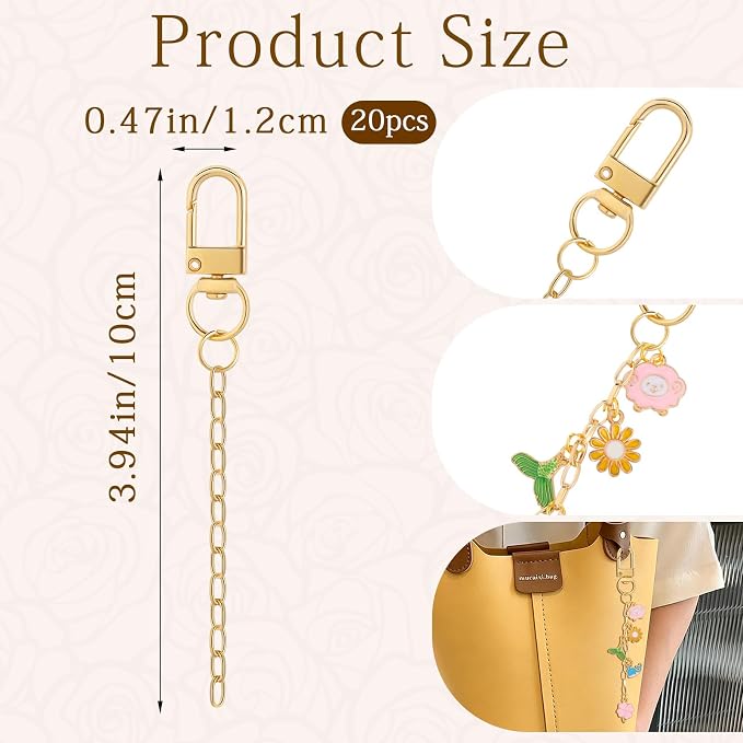 Chuyau 20pcs Gold Keychain Making Kit Swivel Snap Hook Lobster Claw Clasps - Image 2