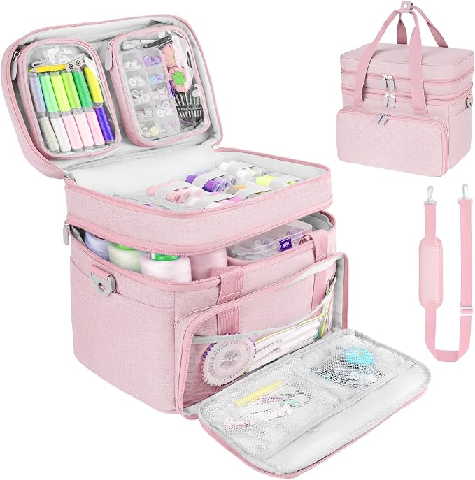 Sewing Box for Sewing Supplies​​, Double-Layer Organizer Bag by Unknown