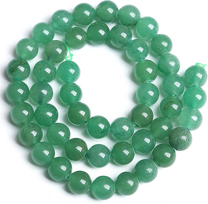 90PCS 8MM Natural Green Aventurine Beads Natural Gemstone Crystal Energy Stone Beads for Jewelry Making DIY Bracelet Necklace 2 Strand 32"