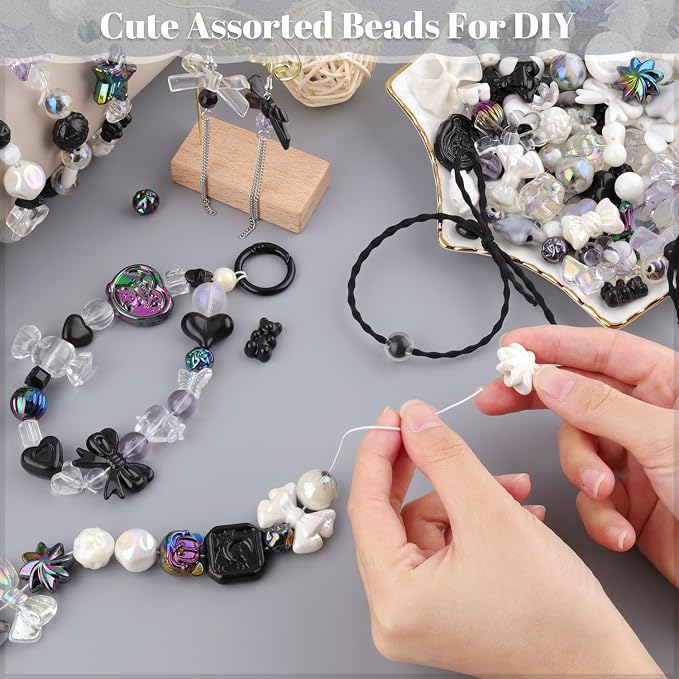 200-260PCS TINKRSTUFF Assorted Black Acrylic Beads - Image 3