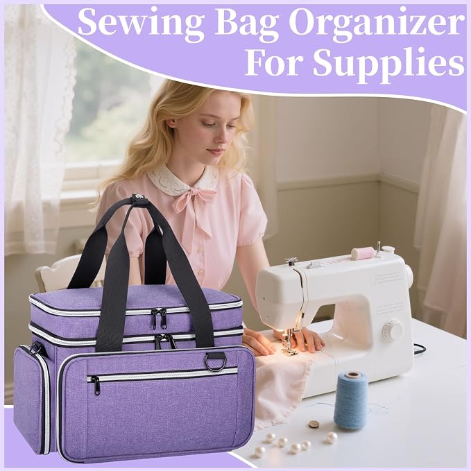 Anitor Large Sewing Supplies Organizer, Double Layer Sewing Storage Organizer - Image 8