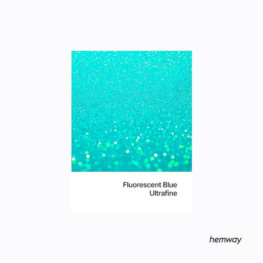 Hemway Polyurethane & Epoxy Resin Glitter 100g / 3.5oz Metallic Crystal Flake Additive for Flooring Jewelry Tumblers Glass Pigment - Ultrafine (1/128" 0.008" 0.2mm) - Fluorescent Blue