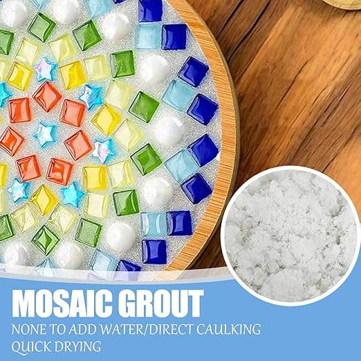 Mosaic Crystal Grout, Mosaics Tile Tools, Mosaic Tile Accessories – Essential for Handmade Grouting and Perfect for DIY Craft Projects (White, 12.3oz)