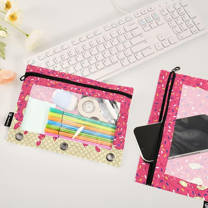 Red Ice Cream Print Pencil Pouch - Image 5