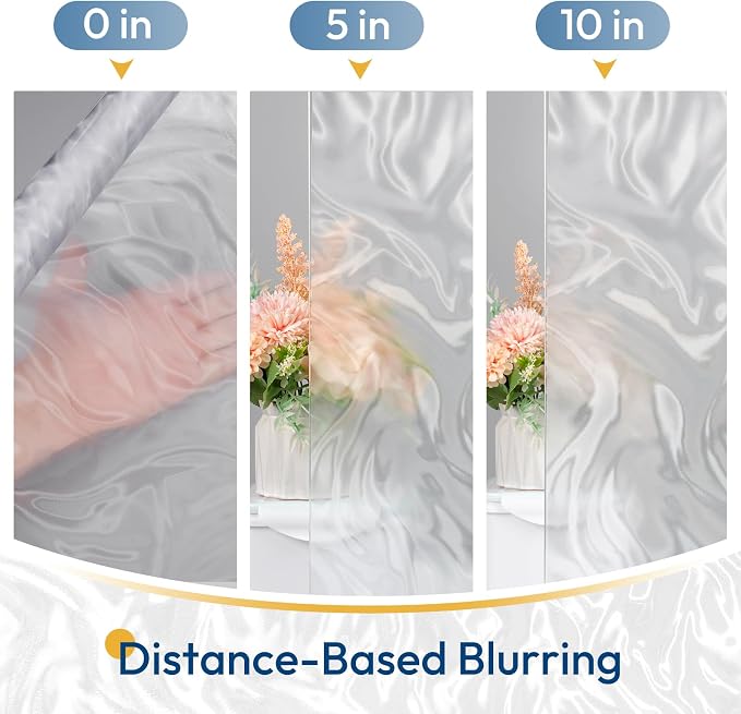 rabbitgoo Frosted Glass Window Privacy Film, Wave Pattern, 17.5" x 78.7" | - Image 7