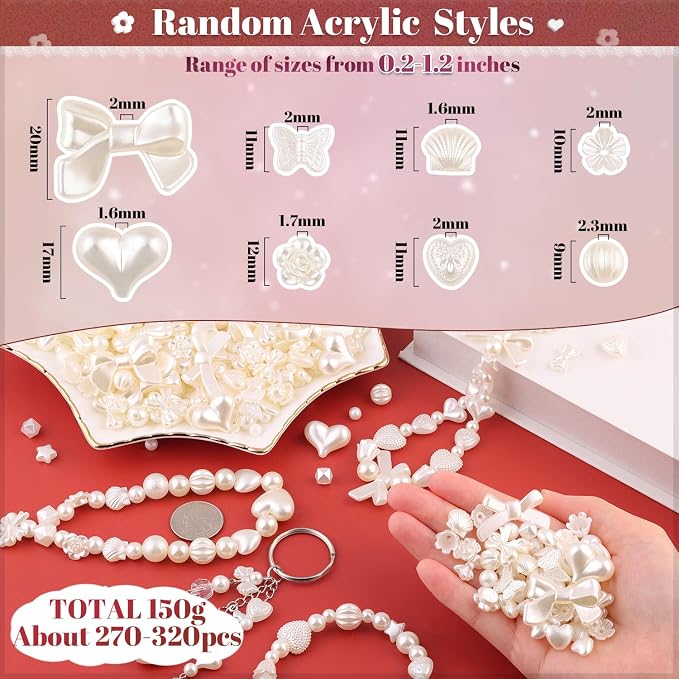 270-320PCS TINKRSTUFF Assorted Mix ABS Imitation Pearl Beads - Image 2