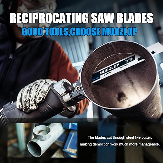 10 Pack 6inch Reciprocating Saw Blades Set,14/18 TPI High Carbon Saw Blades, Metal Saw Blades with Organizer Case (10, 14/18TPI/150mm)