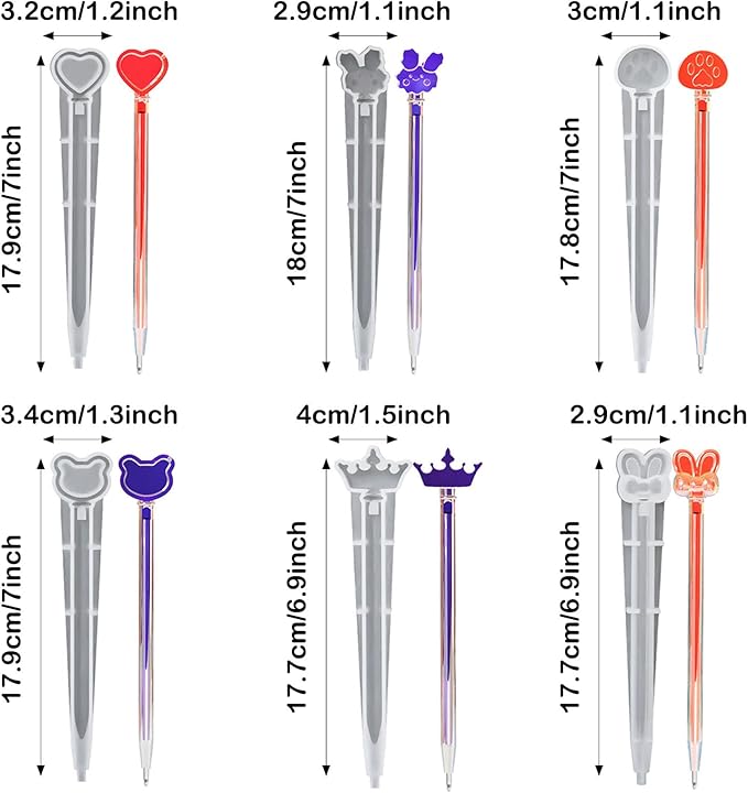 Pen Resin Molds, 12 PCS Ballpoint Pen Silicone Molds with 100 PCS Ballpoint Refill Pens for DIY Pen Craft Making