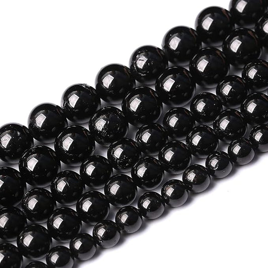 90pcs 4mm AAAA Natural Black Tourmaline Gemstone Beads Round Loose Beads for Jewelry Making DIY Bracelet Necklace(Black Tourmaline, 4mm)