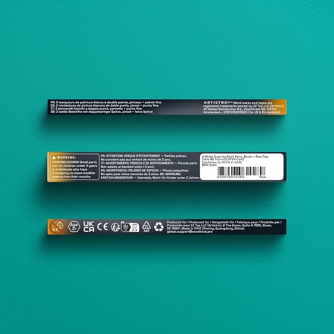 ARTISTRO 2 White Dual-Tip Fabric Markers - Image 9