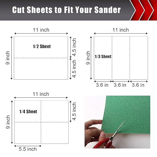 24 Pcs Sandpaper, Wet & Dry Sandpaper Assortment 60/120/320/600/800/1000/1500/2500 Grit Sand Paper for Wood Metal Automotive Drywall Plastic 9 × 11 inch Sandpaper Sheets