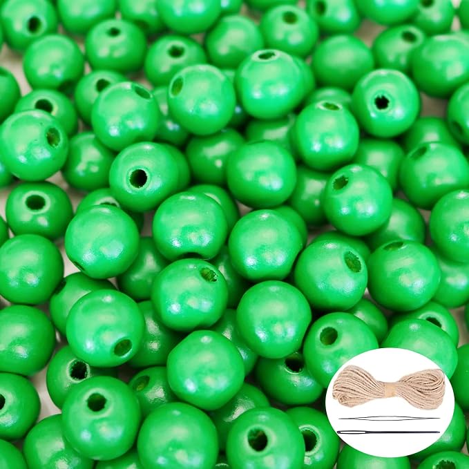 400Pcs Green Natural Wooden Beads by SMANTA
