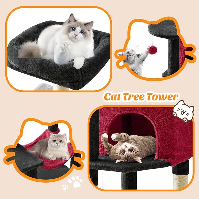 DUMOS Small 44 Inch Cat Tree Tower, Cat Climbing Tower - Image 6
