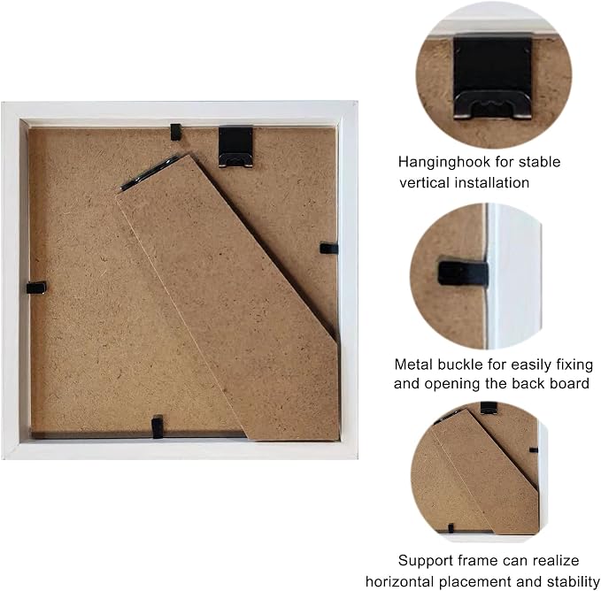 5x5 White Small Shadow Box Frame Display Case, Display Case Box - Image 3