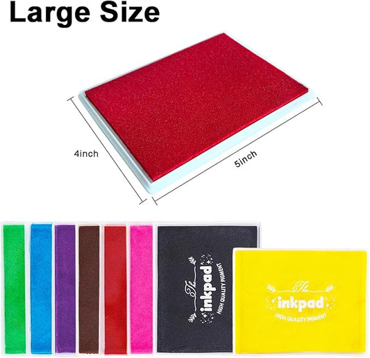 GTLZLZ Large Ink Pad for Rubber Stamps, 5" x 4" Washable Craft Stamp Pad for Kids, Fingerprint Ink Pad for Paper, Scrapbooking, Wood Fabric (Blue)