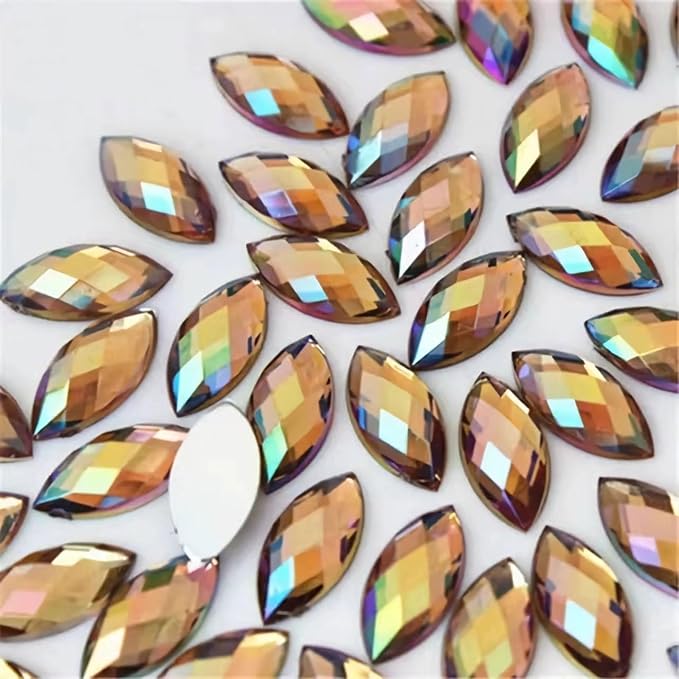 100 Pcs 15x7mm AB Colorful Jewels Gems Rhinestones by UYTRDVG