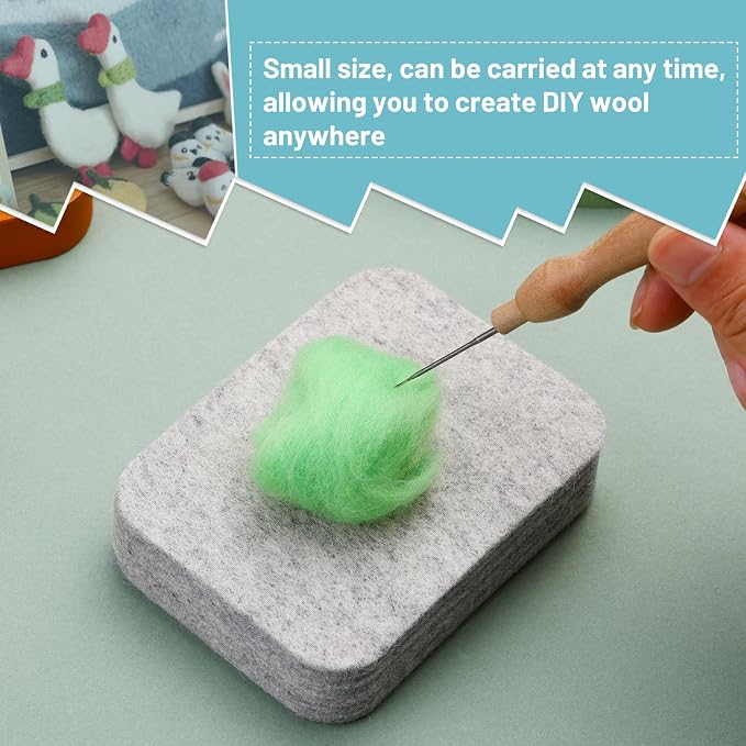 Mayboos Needle Felting Pad, 4.52"x3.34" Natural Wool Needled Felting Mat - Image 6