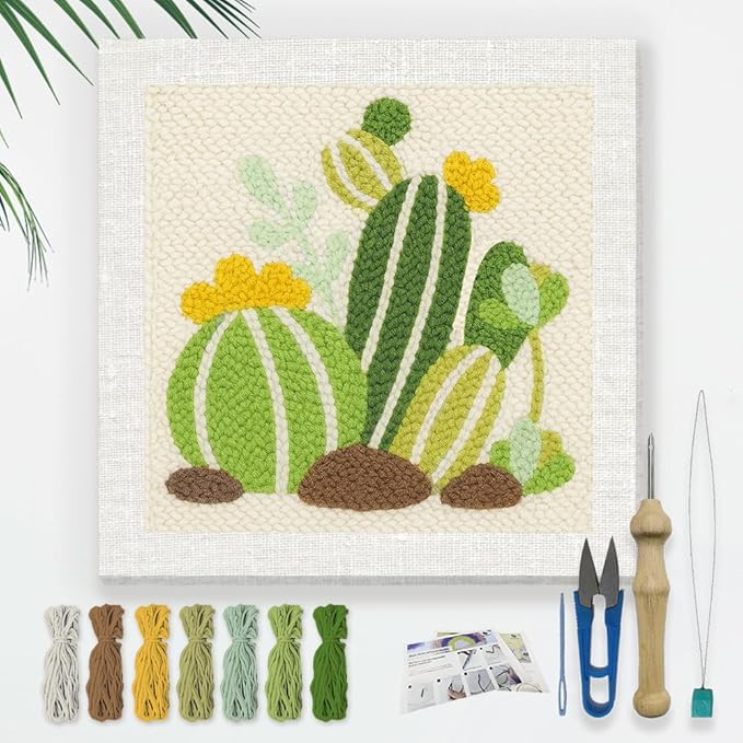 Doodlream Cartoon Cactus DIY Punch Needle Embroidery Kit by Doodlream