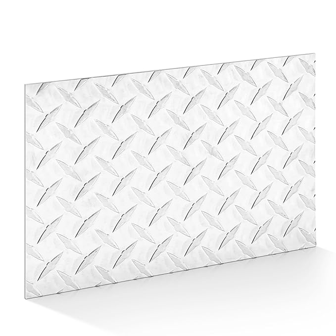 1pcs Diamond Plate Sheet Metal Heavy Duty Tread Aluminum Sheet Diamond Tread Plate for Wall Covering, Cargo Trailer, RV and More (12'' X 16'' X 0.08',Silver)