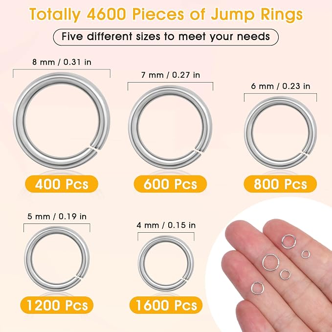 PAXCOO 4600Pcs Silver Jump Rings - Image 2