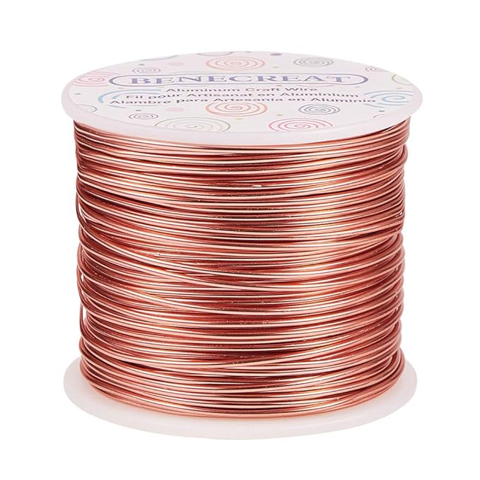 BENECREAT 15 Gauge 220FT Aluminum Jewelry Craft Wire - Anodized Metal Beading Wire for Floral Craft, Gem Wrapping, Necklace & Bracelet Making - Copper Tone