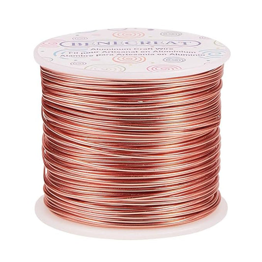 BENECREAT 15 Gauge 220FT Aluminum Jewelry Craft Wire - Anodized Metal Beading Wire for Floral Craft, Gem Wrapping, Necklace & Bracelet Making - Copper Tone