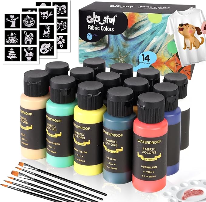 Colorful Fabric Paint Set for Clothes, by colorful