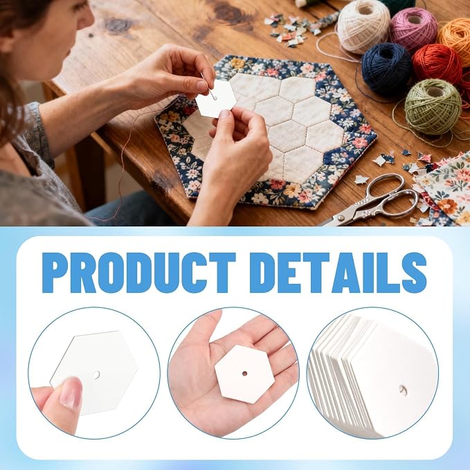 2000 PCS Hexagon Piecing Paper Templates, Quilting Templates Accessories - Image 3