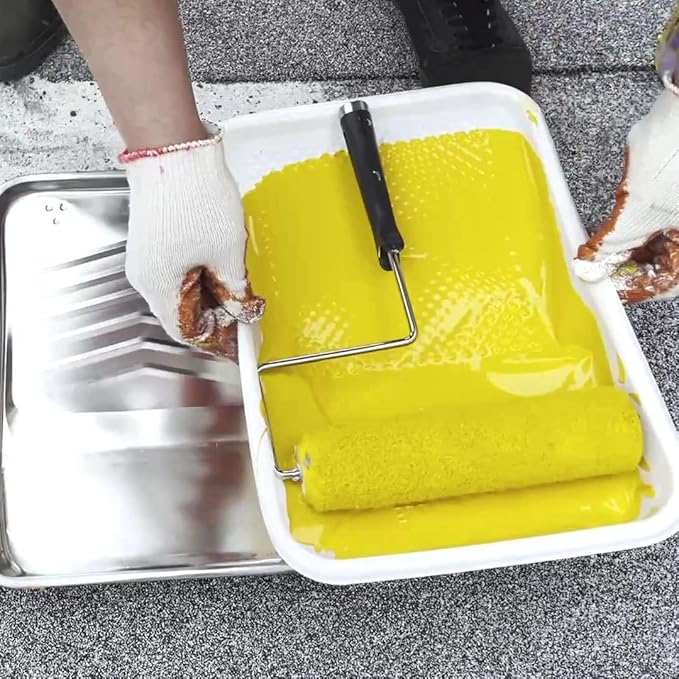 11-Pack 9 inch Disposable Plastic Paint Roller Tray -Come Up with Extra Metal Tray Liner - Ideal for DIY Painting House Projects