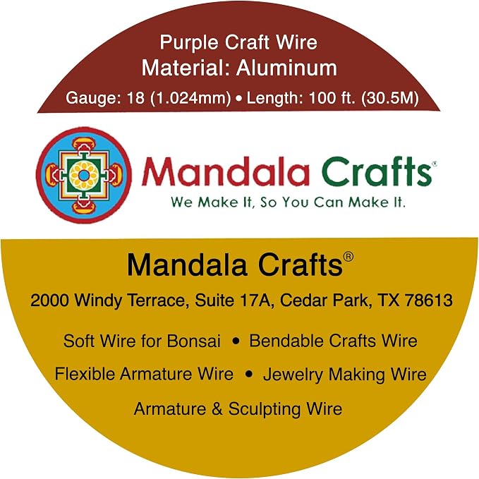 Mandala Crafts 18 Gauge Purple Anodized Aluminum Craft Wire, 100 FT | Colored - Image 3