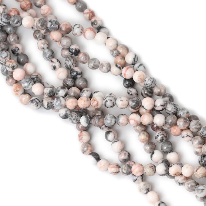 45PCS 8mm Natural Pink Zebra Jasper Round Loose Beads - Image 4