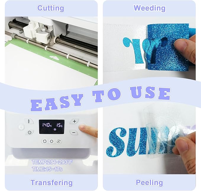 Green PU Heat Transfer Vinyl, 12 Pcs 12"x10" HTV Sheets – Soft & Stretchable Iron-On Vinyl, Easy to Cut & Weed, Compatible with Cricut & Silhouette – Great for DIY Family Shirts & Crafts