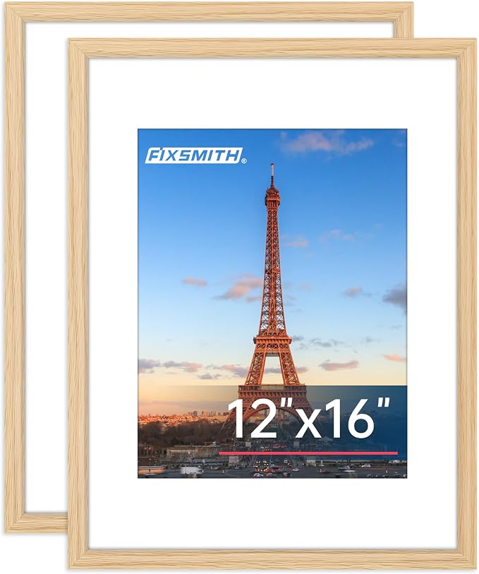 FIXSMITH 12x16 Picture Frame Natural Set of 2, Photo Frame by FIXSMITH