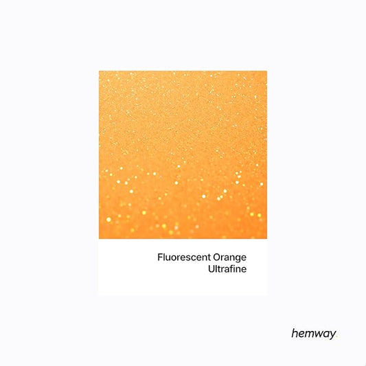 Hemway Polyurethane & Epoxy Resin Glitter 100g / 3.5oz Metallic Crystal Flake Additive for Flooring Jewelry Tumblers Glass Pigment - Ultrafine (1/128" 0.008" 0.2mm) - Fluorescent Orange