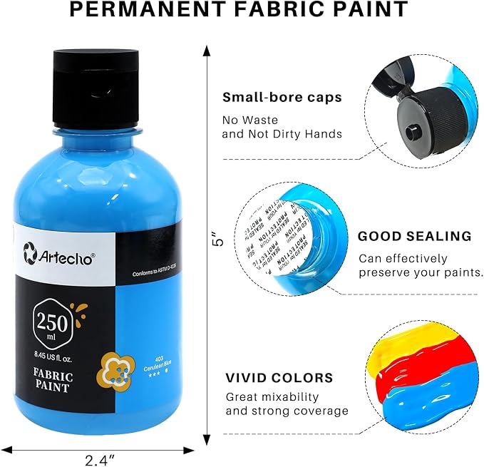 Artecho Gold Fabric Paint, 250 ml / 8.45 oz Permanent Clothing Paint - Image 3